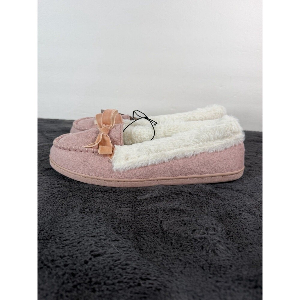 Jessica Simpson Women’s XL 9-10Dusty Pink Moccasin Slippers Memory Foam Faux Fur